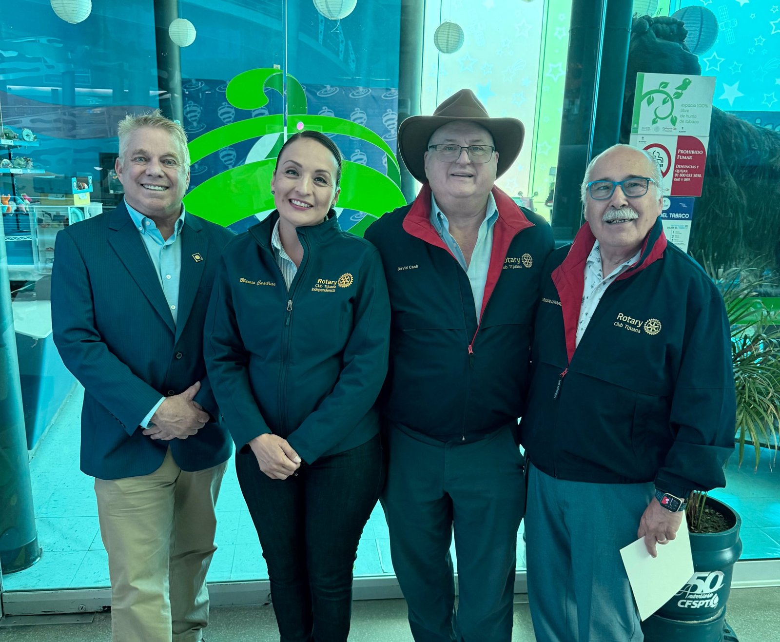 Steve Bender with Rotary club leaders in Tijuana at El Trompo Museo Interactivo